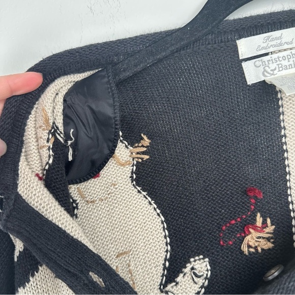 Christopher Banks Cardigan Size Large Embroidered Cat Mom Teacher Maximalist - Picture 11 of 12